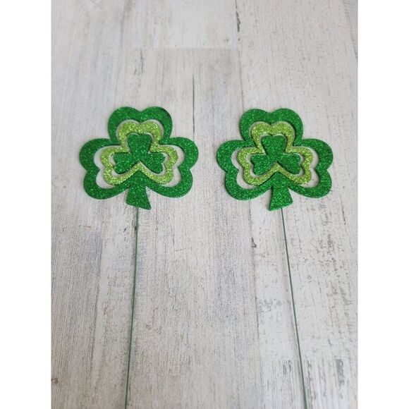 Glitter green Shamrock Clover St Patrick's Day pic Decor home - Picture 4 of 5